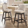 Beautyolove 26 in. Beige Fabric Upholstered Counter Height Bar Stool Swivel Counter Stool with Solid Wood Frame (Set of 2) - 2 of 4