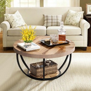 Kumasinova 2-Tier Round Wood Coffee Table,31.49" Center Dining Table with Bottom Shelf for Living Room,Bedroom,Meeting Room - 1 of 4
