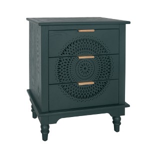 Vynxaria Hollow-Carved  3 Drawer Dresser Storage Chest with Metal Handles For Living Room Bedroom - 1 of 4