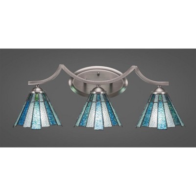 Toltec Lighting Zilo 3 - Light Vanity in  Graphite with 7" Sea Ice Art Glass Shade