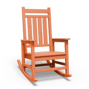 Hyleory HDPE Modern Resin Outdoor Rocking Chair, Patio Adirondack Chair for All Seasons - 1 of 4
