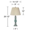 Regency Hill Patsy Traditional Table Lamps 26 1/2" High Set of 2 Blue Gray Washed Ivory Pleated Fabric Drum Shade for Bedroom Living Room Bedside Home - 4 of 4