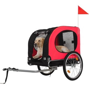 Dog Bike Trailer for Medium & Large Dogs - 2 in 1 Convertible Jogger Stroller with Universal Hitch, Waterproof Canopy & Safety Flag - 1 of 4