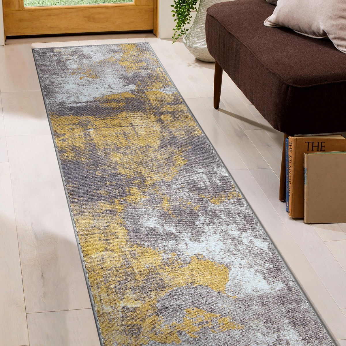 World Rug Gallery Contemporary Distressed Abstract Non Slip Area Rug: Stain & Fade-Resistant, Low Loop Pile - thumbnail 8