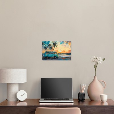 Colorful Coastal Sunset Canvas Wall Art, 15" x 10"