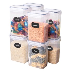Lexi Home 2-Liter Plastic Food Storage Canister Set of 8 with DIY Labels - 1 of 4