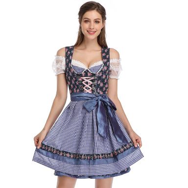 Women's 3-Piece Vintage Dress Costume - Polka Dot Floral Dress + Off  Shoulder Crop Top + Blue Gingham Apron 4X : Target