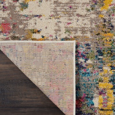 Ivory Abstract Synthetic 4'x6' Stain-Resistant Area Rug