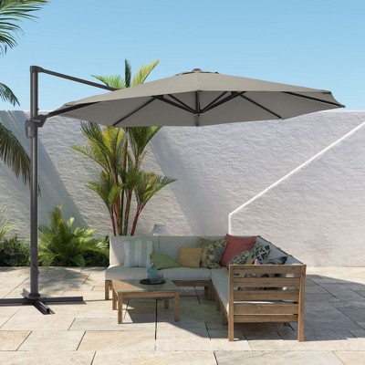 Sonkuki 11FT Offset Outdoor Patio Aluminum Cantilever Umbrella with Infinite Canopy Angle Adjustment