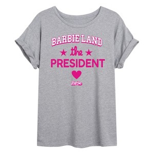 Women's Barbie Barbie Land President Oversized Graphic T-Shirt - Heather Grey - Small - 1 of 4