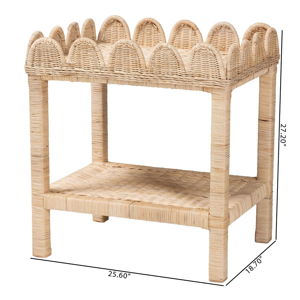 bali & pari Sumana Scallop Side Table: Handcrafted, Mahogany Frame, Open Shelf Storage - thumbnail 9