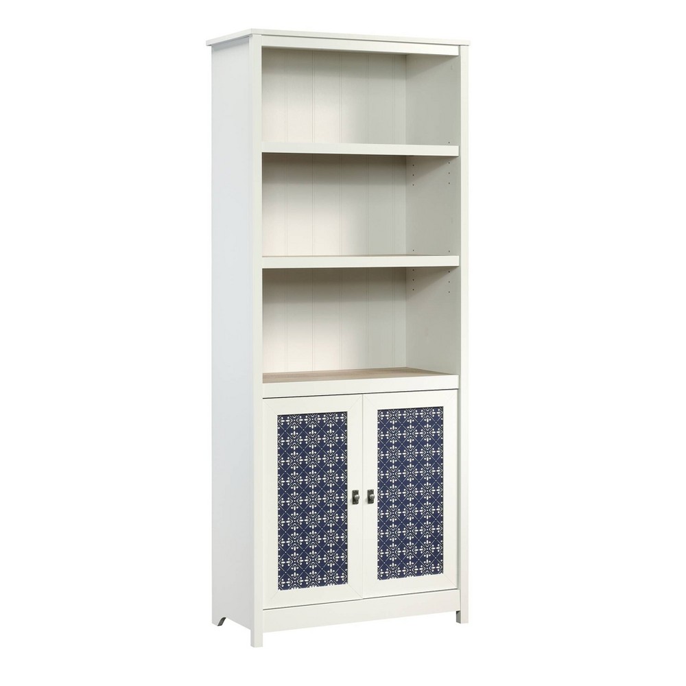 Photos - Wall Shelf Sauder 71" Cottage Road Library with Decorative Doors Soft White - : Mid-Ce 