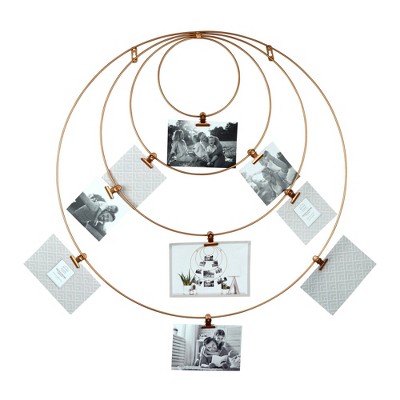25" x 25" 9 Opening Circular Metal Wire Collage Photo Display Brass - Prinz