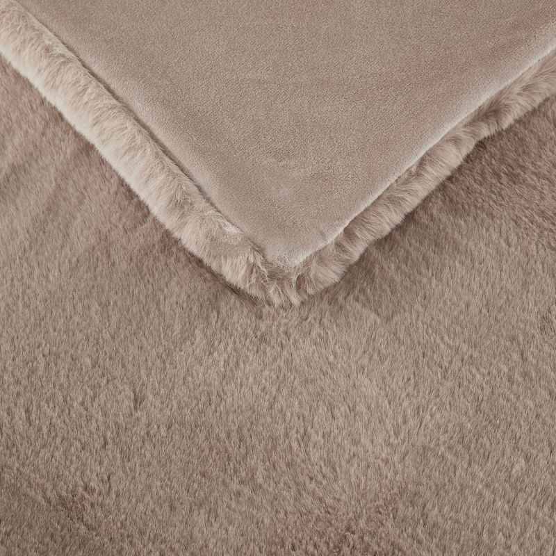 50"x60" Sienna Solid Premium Faux Fur Throw Blanket - Madison Park, 4 of 8