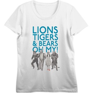 Wizard Of Oz Lions Tigers & Bears Oh My
 Women's Crew Neck Short Sleeve Crop Tee - 1 of 2