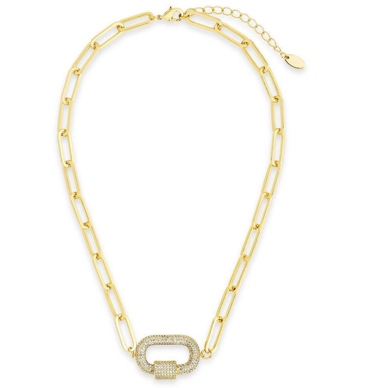 SHINE by Sterling Forever Pave CZ Carabiner Lock Necklace, 2 of 3