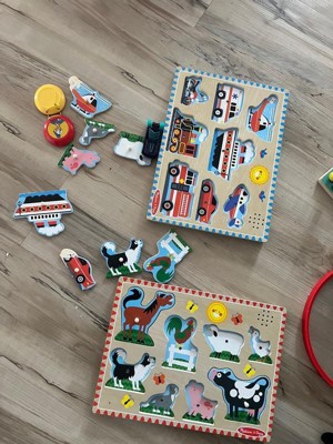 Melissa And Doug Farm Animals Wooden Peg Sound Puzzle 8pc : Target