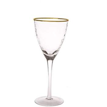 Classic Touch Set Of 6 Water Glasses With Simple Gold Design - 16 oz
