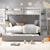 Tangkula Twin over Twin Wooden Bunk Bed w/ Trundle Storage Stairs Convertible - 4 of 4