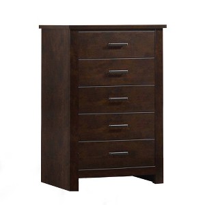33" Panang Chest Mahogany - Acme Furniture: 5-Drawer Wood Vertical Dresser, Metal Glides, Safety Stops - 1 of 4