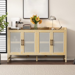 Rattan Sideboard Buffet Cabinet, 60'' storage Cabinet,Coffee Bar Cabinet with Adjustable Shelf, Console Cabinet for Kitchen Living Room Hallway - 1 of 4