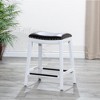 FONTOI 26" Upholstered Barstools with Black Leather Seat, Bar Stools without Backs for Living Room Kitchen, White, 17"*26"*20" - 2 of 4
