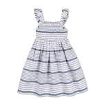 Hope & Henry Girls' Flutter Sleeve Smocked Linen Dress, Toddler