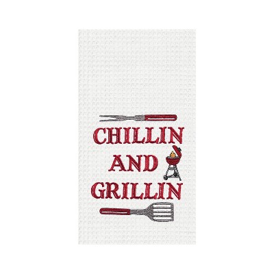 C&F Home Chillin And Grillin Embroidered Waffle Weave Kitchen Towel