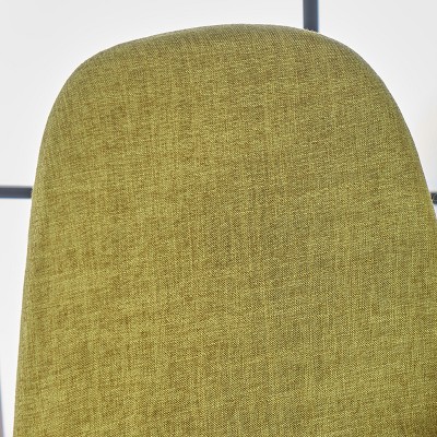 Set of 2 Green Upholstered Side Chairs with Light Brown Metal Legs