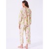 cheibear Womens Pajamas Set Long Sleeve Floral Pullover Tie Front Wide Leg 2 Piece Loungewear Small Pink Floral - 4 of 4