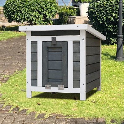 LAOTIES Weatherproof Wooden Rabbit Hutch,Lockable Door And Open Top Small Animal Cage for Indoor And Outdoor Use