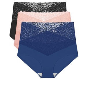 Agnes Orinda Women's 3 Pack Underwear Soft Full Breathable Lace Panties - 1 of 4