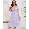 Womens Plus Size Square Neck Wrap Maxi Dress High Waist Ruffle Summer Casual Dress - 3 of 4