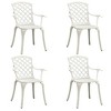 vidaXL Bistro Set Patio Table and Chair Bistro Table Outdoor Cast Aluminum - White 4 Piece - 3 of 4