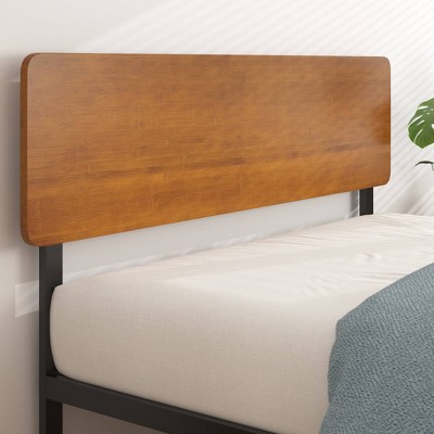 Twin Brown Wood and Metal Platform Bed Frame with Headboard