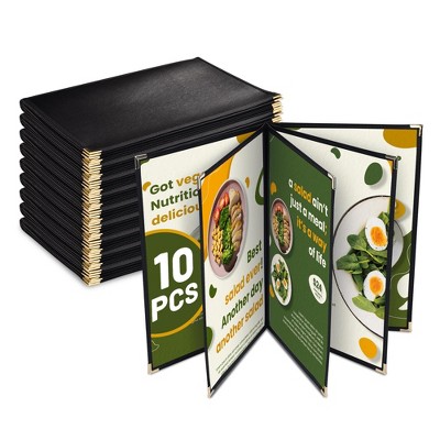 WeChef 10 Pack Restaurant Menu Covers 8.5" x 14" Book Style 8 Views Clear Cafe