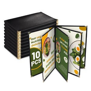 WeChef 10 Pack Restaurant Menu Covers 8.5" x 14" Book Style 8 Views Clear Cafe - 1 of 4