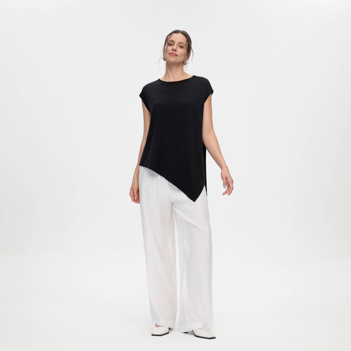 Women's Cap Sleeve Asymmetrical Knit Top - A New Day™ - thumbnail 3