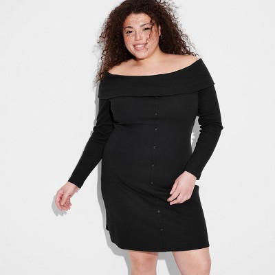 Women's Long Sleeve Mini Bodycon Dress - Wild Fable™ Black 3X