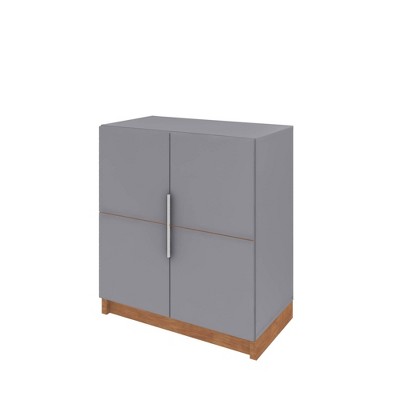 Gray and Natural Freestanding Office Accent Cabinet