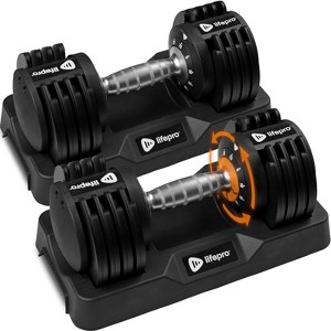 Lifepro Adjustable Dumbbells – 25lb Pair, Quick-Select Hand Weights for Men/Women – Space Saving Exercise Fitness Dumbbells for Home Gym & Training - 1 of 4