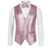 Lars Amadeus Men's Sequin Shiny Slim Fit Sleeveless Suit Waistcoat Set with Bow Tie - 2 of 4