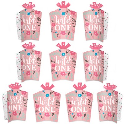 Big Dot of Happiness She's a Wild One - Table Decorations - Boho Floral 1st Birthday Party Fold and Flare Centerpieces - 10 Count