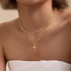 Dainty Cross Necklace for Women & Teens: Sterling Silver or Gold Plated Layered Choker with Stackable Pendant, Trendy Gift - 2 of 4