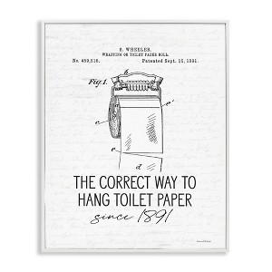 Stupell Industries Vintage Bathroom Diagram Correct Way Hang Toilet Paper, 14" x 11" - 1 of 4