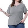 Agnes Orinda Women's Plus Size Notched V-Neck Short Sleeves Summer Lightweight Effortlessly Stylish T-Shirts - 2 of 4