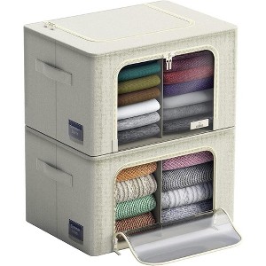 Sorbus Stackable & Foldable Clothes Organizer Storage Bins with Divided Interior, Large Window, & Carry Handles - 1 of 4