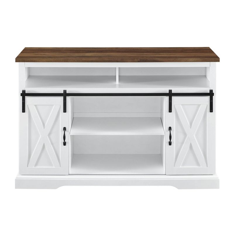 Transitional Sliding Barndoor Highboy TV Stand for TVs up to 58" - Saracina Home, 4 of 26