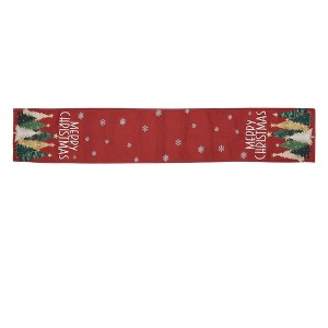 Unique Bargains Christmas Table Runner Gold Tone Star Christmas Tree Linen 72"x13" 1 Pc - 1 of 4