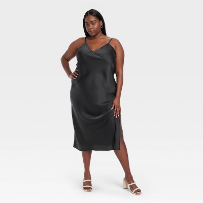 Women's Ruffle Midi Slip Dress - A New Day™ Black Xl : Target